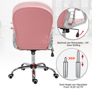 Office chair with adjustable height and padded backrest, pink