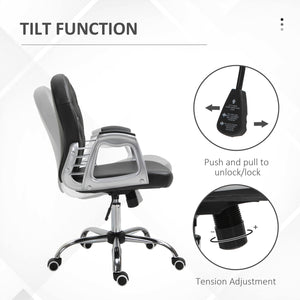 Office chair with padded seat and tufted backrest, black