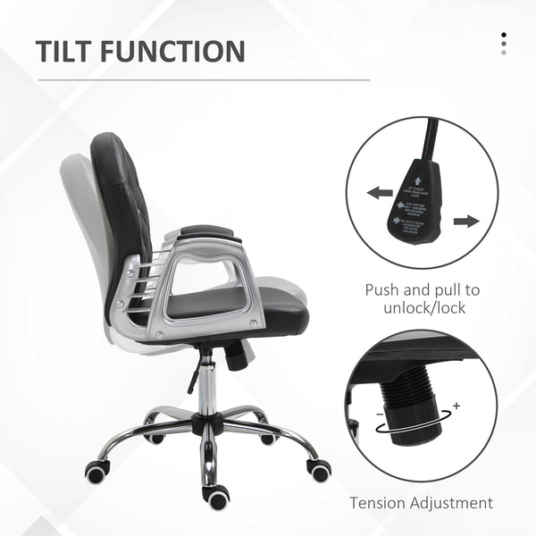 Office chair with padded seat and tufted backrest, black