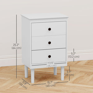 Ensemble de deux tables de chevet modernes à trois tiroirs, blanc