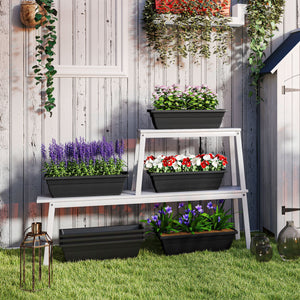 Lot de 7 pots de fleurs rectangulaires allongés, noir