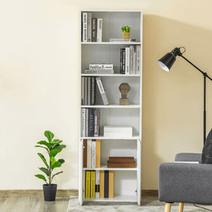 Bibliothèque ouverte à 4 niveaux avec portes, blanc