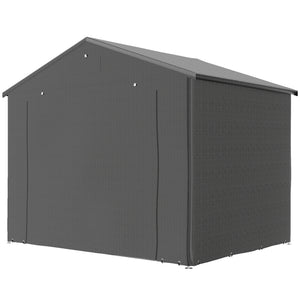 Waterproof portable garden shed with roll-up zip door, dark grey