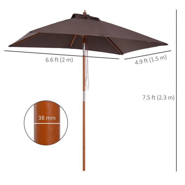 6.6-foot square parasol with tilt mechanism, coffee color 