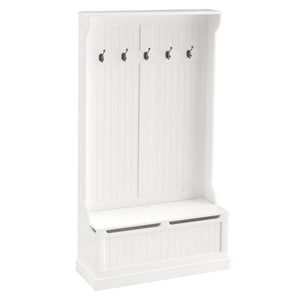Meuble d'entrée 3 en 1 avec porte-manteau, rangement à chaussures et banquette, crochets , blanc