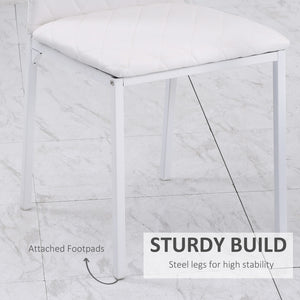 Set of 4 Modern White Faux Leather Upholstered Dining Chairs