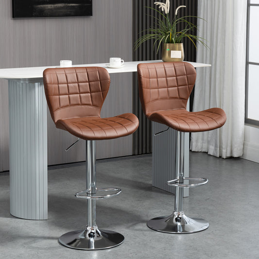 Lot de 2 tabourets de bar pivotants à hauteur réglable avec repose-pieds, marron
