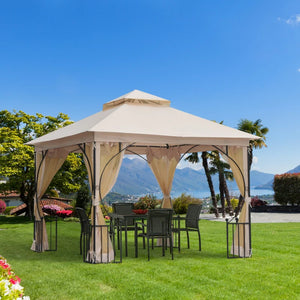 Gazebo 10 x 10 avec moustiquaires, beige