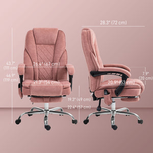 Reclining massage office chair with adjustable height and footrest, pink