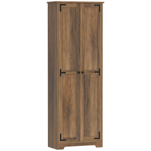 Farmhouse Storage Cabinet with 2 Doors with Adjustable Shelves, Brown Wood Grain