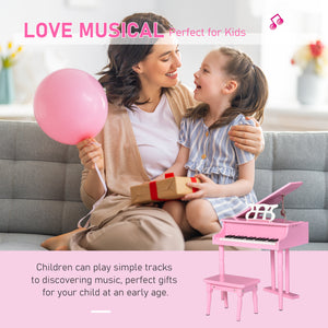 Modern children's piano with 30 keys, pink