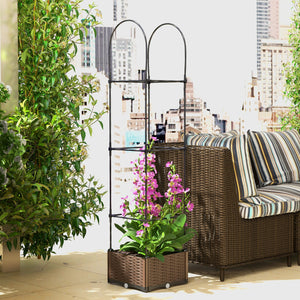 Jardinière surélevée avec treillis, disque d'arrosage automatique et trous de drainage