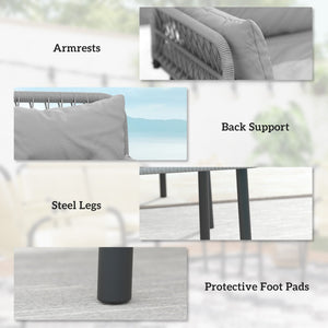 Ensemble de mobilier 2 pièces en résine tressée, gris clair