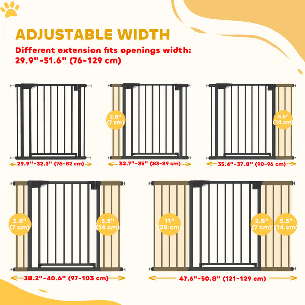 Self-closing safety gate, black