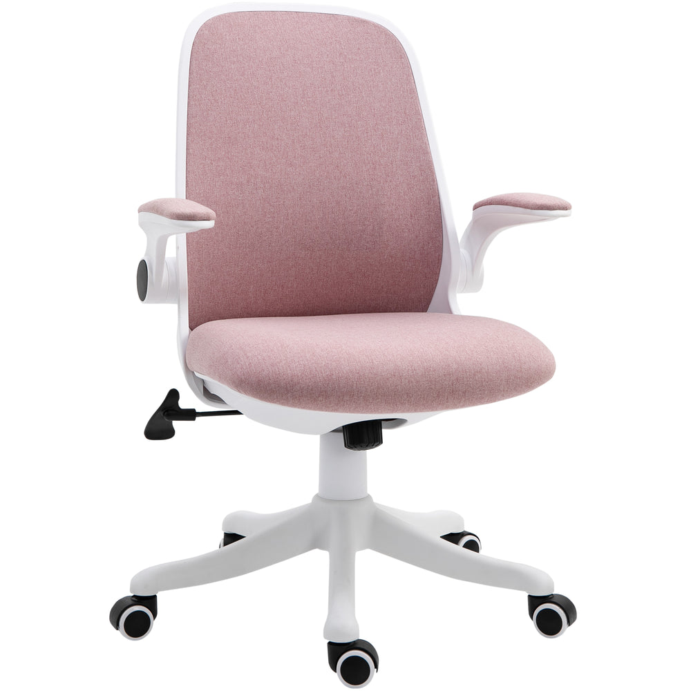 360° swivel office chair with breathable fabric upholstery, pink