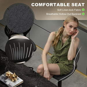 Set of 2 Modern Swivel Counter Height Bar Stools with Footrest and Hollow Backrest, Black