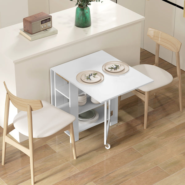 Drop-leaf kitchen table for small spaces, white