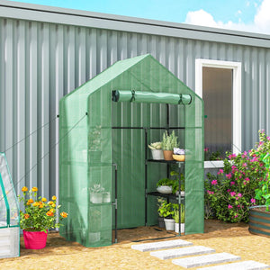 Miniature 3-tier greenhouse with 4 shelves