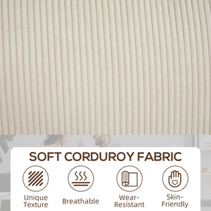Canapé 3 places en tissu avec coussin à ressorts et porte-gobelets, blanc crème