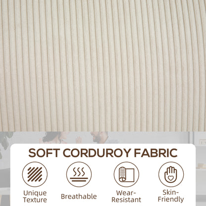 Canapé 3 places en tissu avec coussin à ressorts et porte-gobelets pour salon, chambre, blanc crème