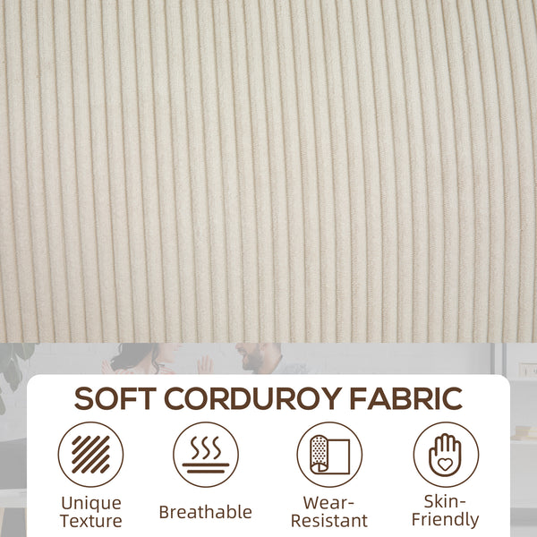 Canapé 3 places en tissu avec coussin à ressorts et porte-gobelets, blanc crème