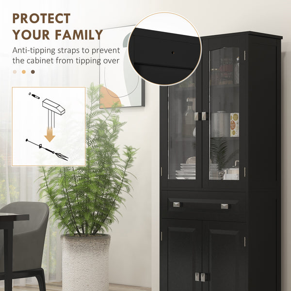Armoire de cuisine avec étagères réglables, noir