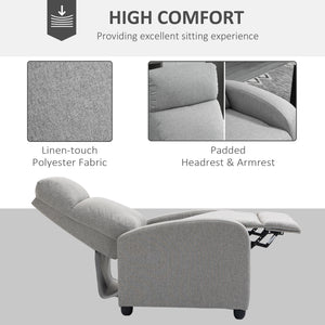 Fauteuil inclinable manuel en tissu pour home cinéma maison, gris clair