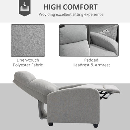 Fauteuil inclinable manuel en tissu pour home cinéma maison, gris clair