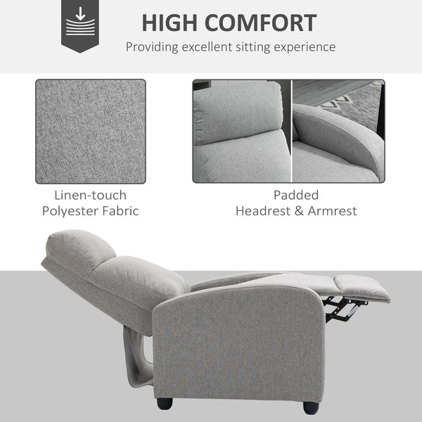 Fauteuil inclinable manuel en tissu pour home cinéma maison, gris clair