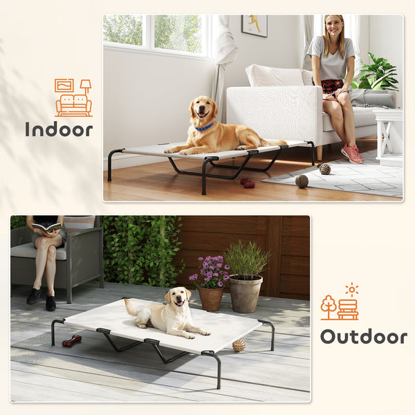 Lit surélevé pour chien avec maille respirante, beige