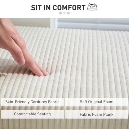 HOMCOM 44 Inch Pouf with Storage, Lid, Legs, Corduroy End of Bed Bench for Living Room, Bedroom, Entryway, Beige