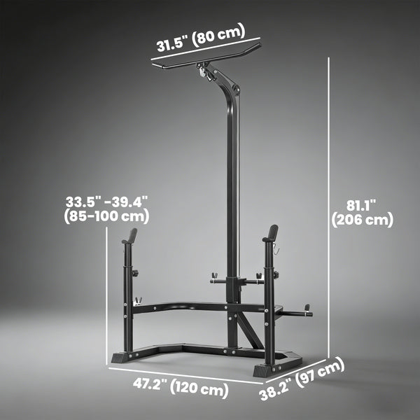 Soozier Cable Machine, Multi-Function Bench Press Rack with Weight Plate Holders, Lat-Pull Down System, Black