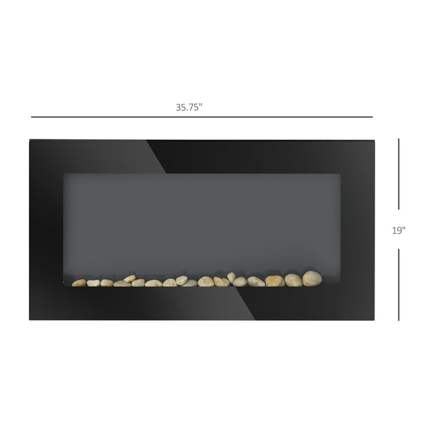 Cheminée électrique murale de 91 cm 750/1500 W, noir