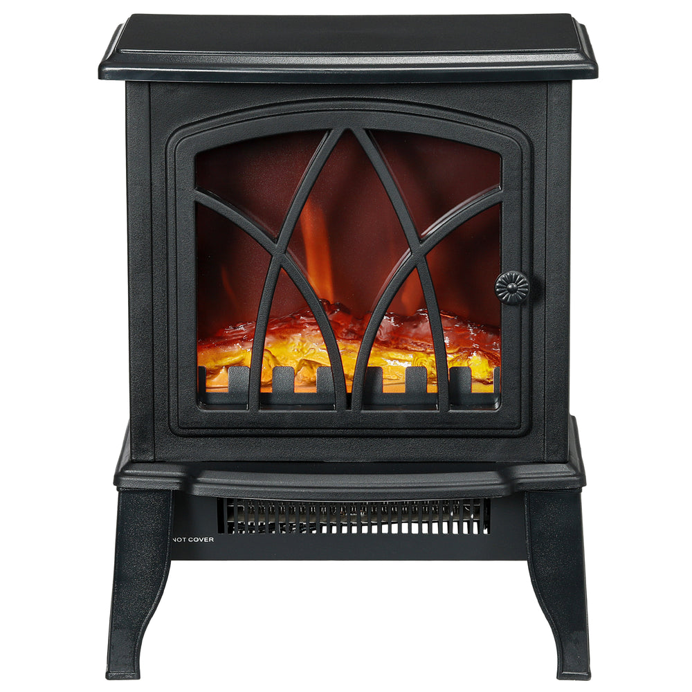Poêle-cheminée électrique noire de 750 W/1 500 W