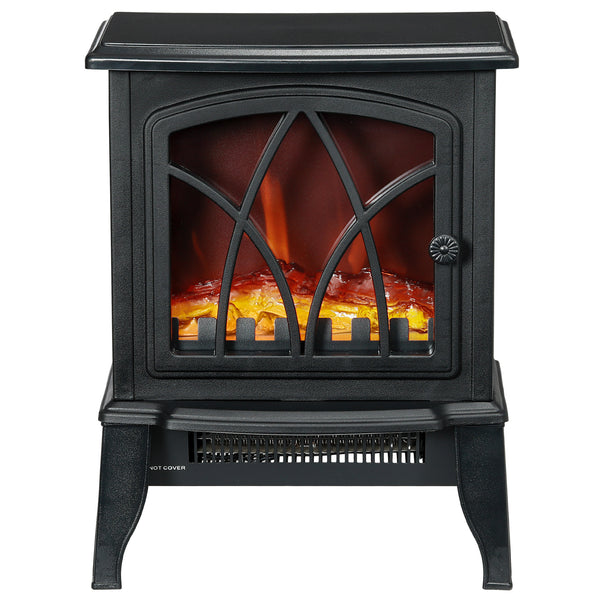 Poêle-cheminée électrique noire de 750 W/1 500 W