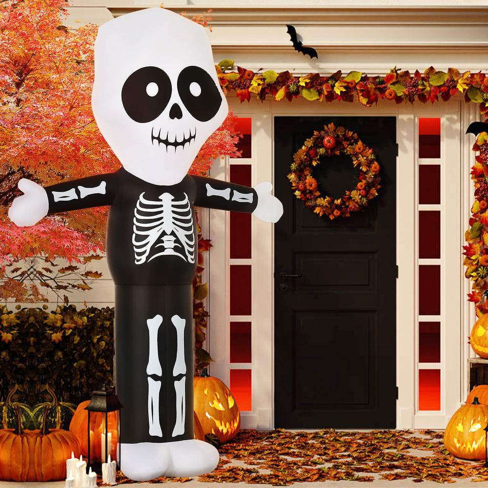 Décoration gonflable fantôme squelette Halloween 3 m, éclairage LED