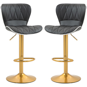 Set of 2 bar stools with PU leather upholstery, black