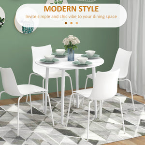 Table de cuisine ronde à abattants pour petits espaces, blanc vieilli