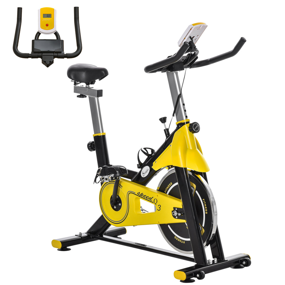 Vélo d'appartement stationnaire d'intérieur avec entraînement par courroie, résistance réglable, siège, guidon avec écran LCD pour salle de sport à domicile