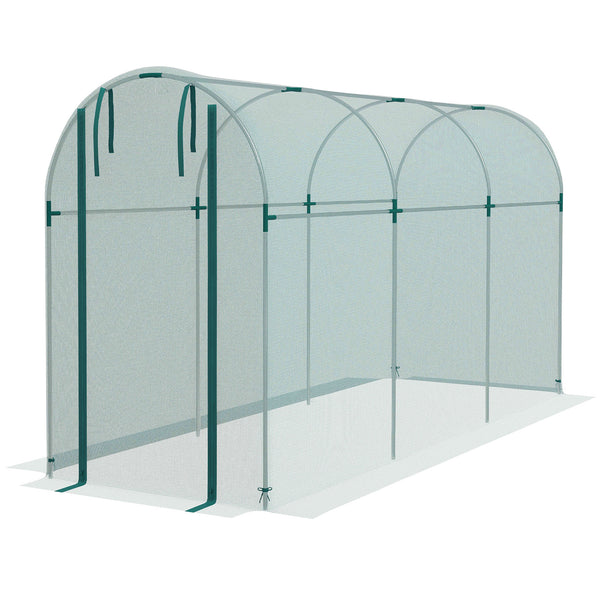 Plant protection tent with zippered door, green