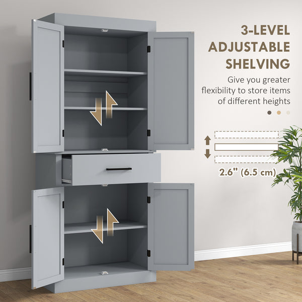 Garde-manger de style campagnard avec 4 portes de grange, gris