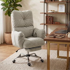 Fauteuil de bureau inclinable à 155° avec repose-pieds, gris clair