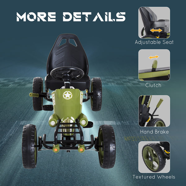 Pedal go-kart with adjustable seat green