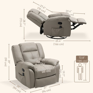 Fauteuil inclinable massant à vibrations 8 points, gris