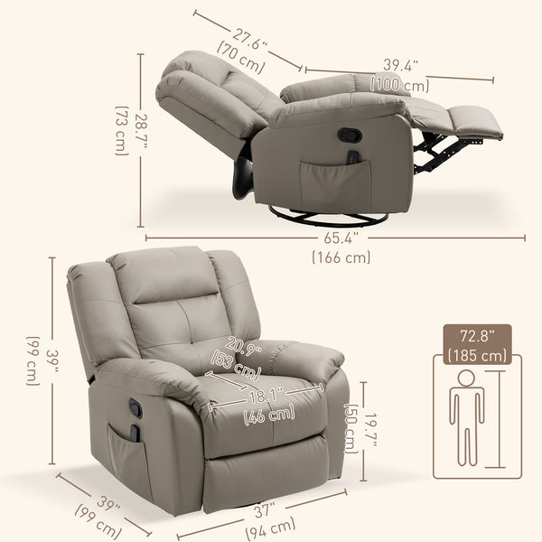 Fauteuil inclinable massant à vibrations 8 points, gris