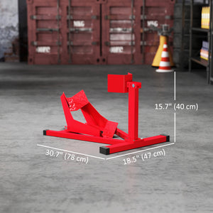 Heavy-duty steel motorcycle wheel chock, 300 kg (660 lb) capacity, for 14-21 inch wheels, red