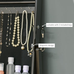 Armoire à bijoux avec miroir, verrouillable, 3 angles réglables, marron
