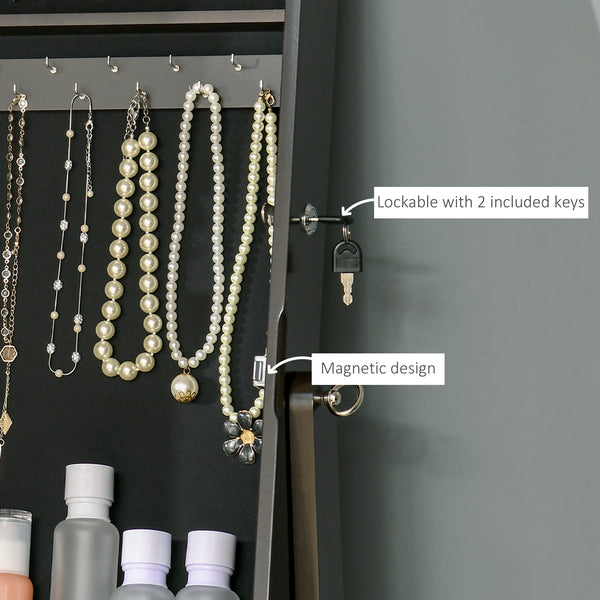 Armoire à bijoux avec miroir, verrouillable, 3 angles réglables, marron
