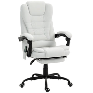7-point reclining vibrating massage chair with footrest, white
