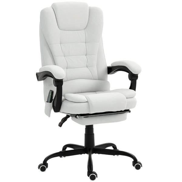 7-point reclining vibrating massage chair with footrest, white